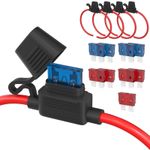 5 PACK INLINE SPADE FUSE HOLDERS 15AMP FUSES, CAR, RADIO, 12V 18AWG, BOAT, 10 A
