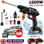 2 Battery Cordless Car High Pressure Washer Jet Water Wash Cleaner Gun Portable