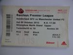 Ticket Stub - SUNDERLAND V  MANCHESTER UNITED PREMIER LEAGUE - 2013-14