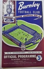 1960 1961 BURNLEY V NOTTINGHAM FOREST