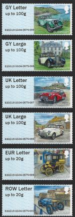 2019 Guernsey Sg FSG20/FSG25 Guernsey Old Car Club Post and Go Stamps MNH