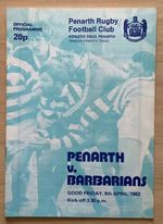 1982 PENARTH v BARBARIANS programme