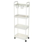 Slim Storage Cart, 4 Tiers Bathroom Storage Organizer, Rolling Cart, White