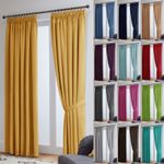 Blackout Curtains Thermal Pencil Pleat Tape Top - Energy Saving + Tie Backs