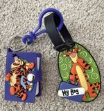 Disney Tigger "My Bag" Luggage Tag Set, Name/Address/Tel Fields, Purple Keyring