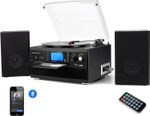 Bluetooth Vinyl Record Player,5 in 1 Music Centre, Turntable with CD, Cassette