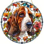 BASSET Hound DOG Lover ART LARGE Suncatcher Window Birthday GIFT Present Pet