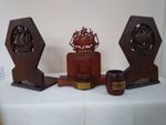HMS GANGES - DESK SET, INK WELL, BOOK ENDS, BARREL PEN HOLDER