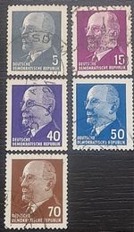 DDR East Germany Wilhelm Pieck Set of 5 | Engraving Varieties & Glasses Arm...