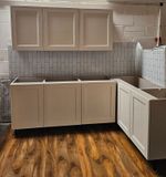 Luxury In Frame Solid Ash Shaker Kitchen - Painted Wall Base Cabinets Complete