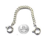 Sterling Silver 2mm Curb Necklace Extender  Safety Chain 1" to 6"