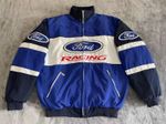 Unisex Adults F1 Jacket Ford Blue, Ebroidered Cotton Padded ,M-2XL