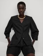 Marks & Spencer Womens Linen Casual Blazer in Black - M&S
