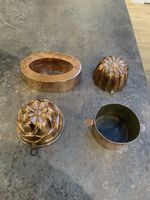 4 Antique  Victorian Copper Jelly Moulds / Copper Pudding Moulds