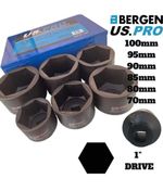 US PRO 1"Inch DRIVE IMPACT Socket Set 70mm - 100mm HGV Long Impact Sockets