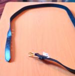 W&B Black Faux Leather Skinny Adjustable Waist Belt 40-42 Gold-Tone Buckle