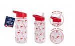 Plastic Santa Design Christmas Bottle with Straw Flip Lid 500ml