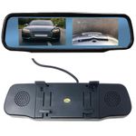 Dual Twin Screen Clip On Mirror Monitor Car Van Rear Reversing Camera 4 x Inputs