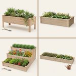 Wooden Raised Garden Bed Elevated Planter Box Open-ended Base Growing Herbs