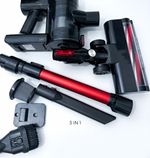 3-in-1 cordless stick vacuum cleaner alongside its included modular attachments