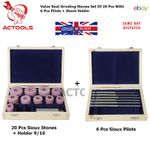 Valve Seat Grinding Stones 20 Pcs With  6 Pcs Pilots  + Stone Holder ACTOOLS UK