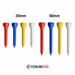 Plastic Golf Tees 35mm 50mm Strong Durable Unbreakable Multi Colour Bulk