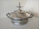 Antique Silver Quadruple Plate Heavy American Gothic Religeous Style Tureen USA