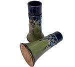 Royal Doulton Lambeth Ware Trumpet Vases Pair Ethel Beard Art Nouveau TLC