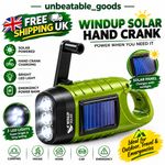 Wind Up Torch Solar Hand Crank LED flashlight super Bright Outdoor