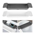 Extendable Bathroom Shelf Organiser Plastic Bathtub Caddy Bath Bridge Tray Rack