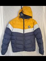 Threadboys Boys Hooded Padded Full Zip Puffer Jacket Colourblock Yellow 11-12Y