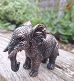 Garden Gift Elephant BRONZED Outdoor Ornament Collectable Birthday - UK SELLER