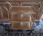 Vintage Tea Drinks Trolley Bar Cart 3 Tier Gold Metal