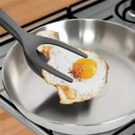 2 in 1 Grip Flip Spatula Tongs for Eggs, Pancakes, Burgers and more. (Black)