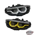 BMW IKON HEADLIGHTS V2 LCI 4 SERIES F32 F80 F82 M3 M4 WHITE + YELLOW UK STOCK