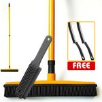 Rubber Broom Pet Hair Remover Cleaning Carpet Brush Long Handle Floor Squeegee