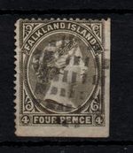 Falkland Islands QV 1887 4d black Sideways WMK SG10 fine used WS45814