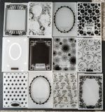 Mixed Embossing Folders x 12 - Buttons, Frames, Stars, Leafy,Pocket Watch, Boats