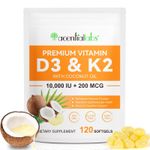 Premium Vitamin D3 & K2 (MK-7) 120 Virgin 120 count (Pack of 1)