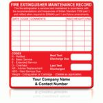 Personalised Small Fire Extinguisher Maintenance Labels in Red