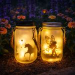 2x Solar Fairy Lanterns Hanging Frosted Glass Fairy Lights Lamps Garden Decor