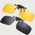 Clip On Sunglasses UV400 Flip Up Style Night Vision Driving Fishing Eyewear Case