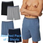 M&S 2 Pack Mens Loungewear Elasticated Shorts Cotton Plain Jersey Pyjama Pants