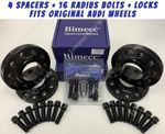 2x 12mm + 2x 15mm Black Alloy Wheel Spacers Bolts & Locks AUDI A6 S6 RS6 C7 66
