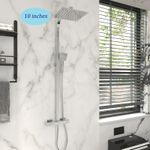 Bathroom Thermostatic Exposed Shower Mixer Twin Shower Head Squar Bar Set Chrome