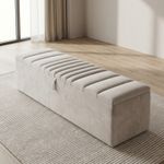 Ottoman Storage Box Panel Plush&Crushed Velvet Pouffe Seat Stool Foot Bench UK