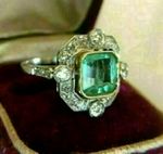 Art Deco 2.75Ct Emerald Vintage Engagement Ring 14k White Gold Finish Size J-W