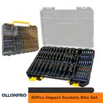 80pc Magnetic Impact Nut Driver Set MM Inch with Socket Adapters Bits Holder Box