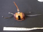 Falconry leather hood - brown & tan with silver bead Good