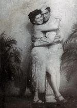 Soldier Hugging Lady Wearing Hula Skirt~B&W Glass Photo Slide SVE c1940-50’s